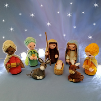 Pesebres en crochet. Virgen María. San José. Niño Jesús. Artesanías colombianas. Talykí Taller de Tejidos y diseño textil